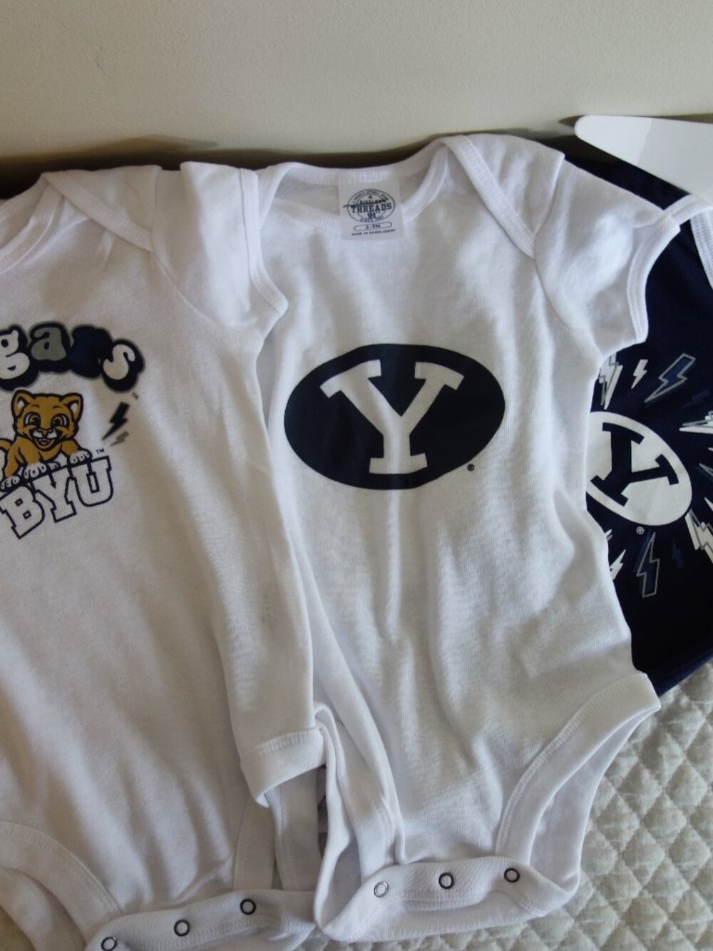 Lot of 3 NWT BYU Bringham Young One-Piece Bodysuit Outfits – 6-9 months
